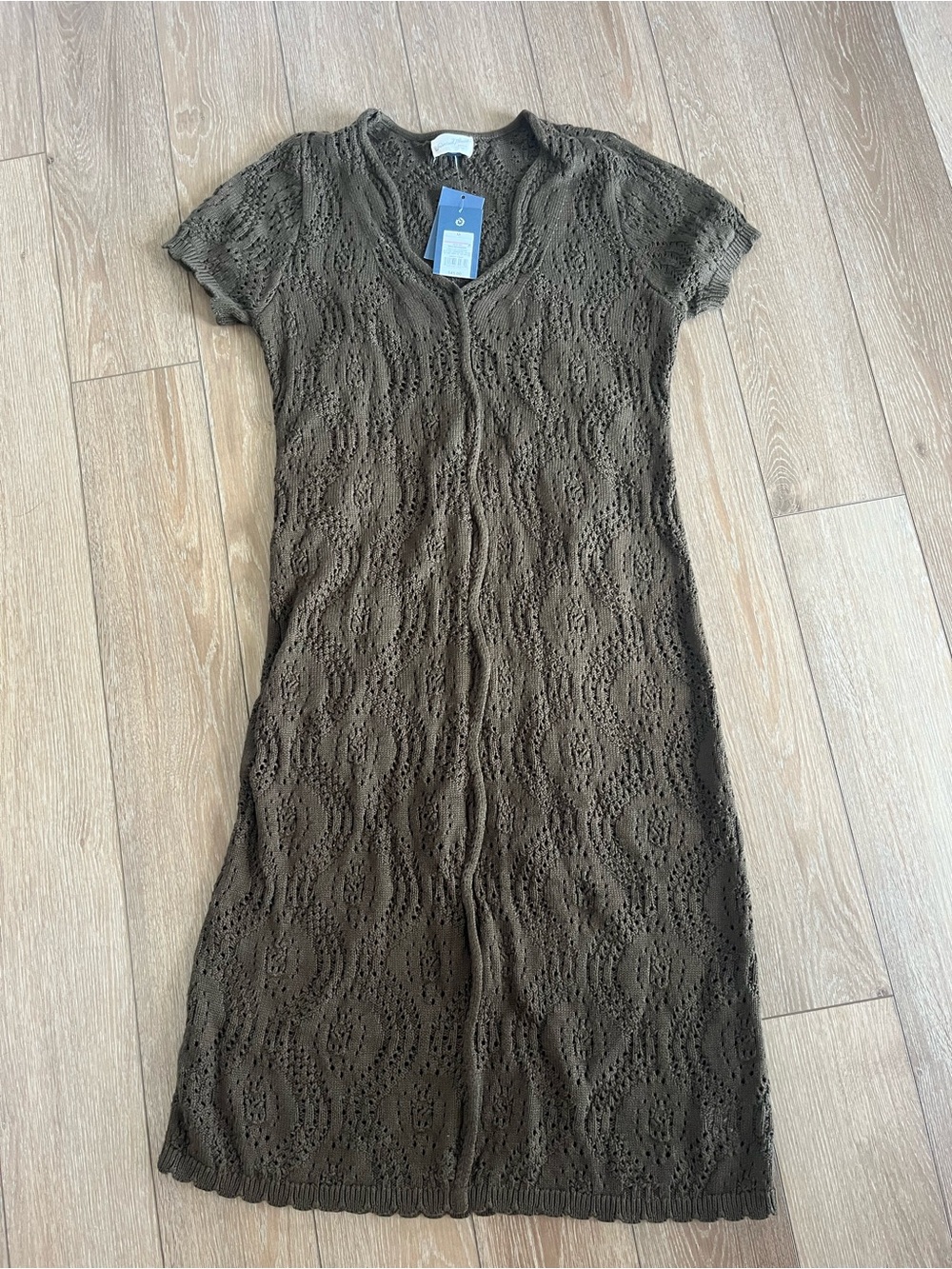 NWT Maple Brown Women's Fall Western Scalloped Midi dress Size M Cotton